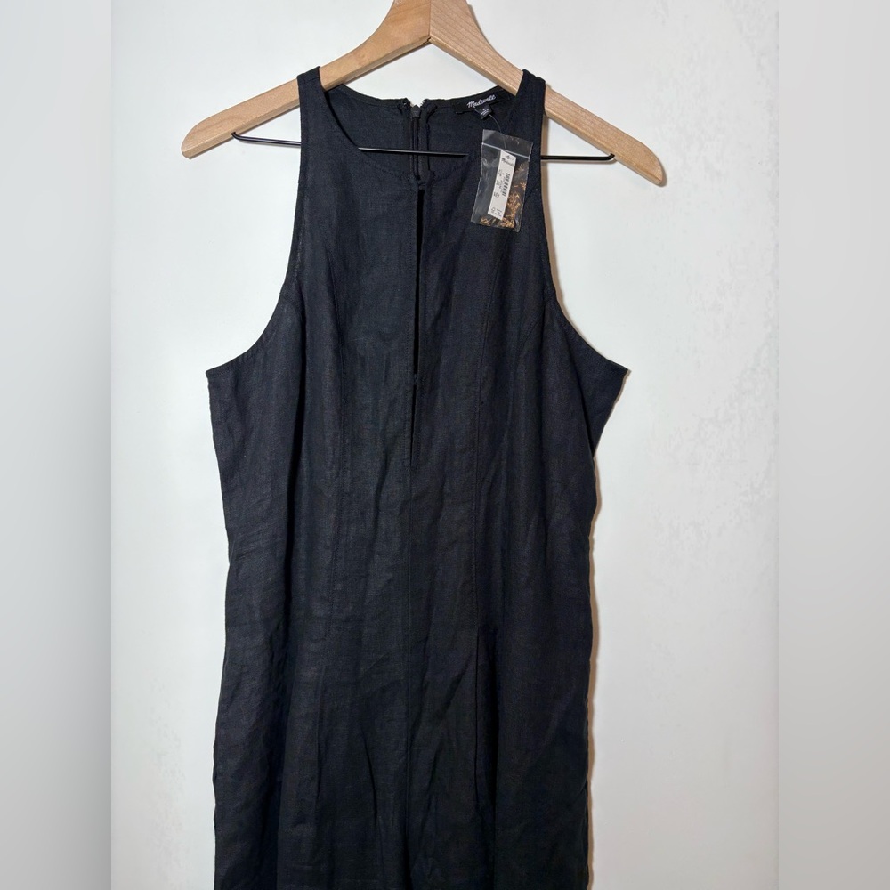 NWT MADEWELL Seamed Wide-Leg Jumpsuit 100% Linen Black Sz 6 - Picture 4 of 12